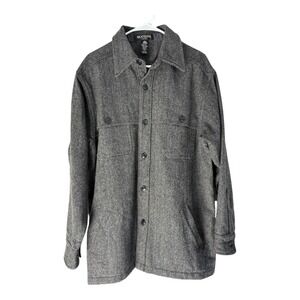 Brandini Mens 100%‎ Wool Herringbone Shirt Jacket Medium Button Up Coat